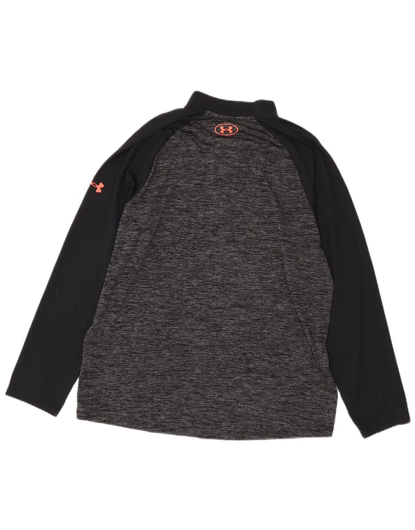 Under Armour - Top da uomo, vestibilità ampia, con collo e zip, manica lunga, grande, nero screziato