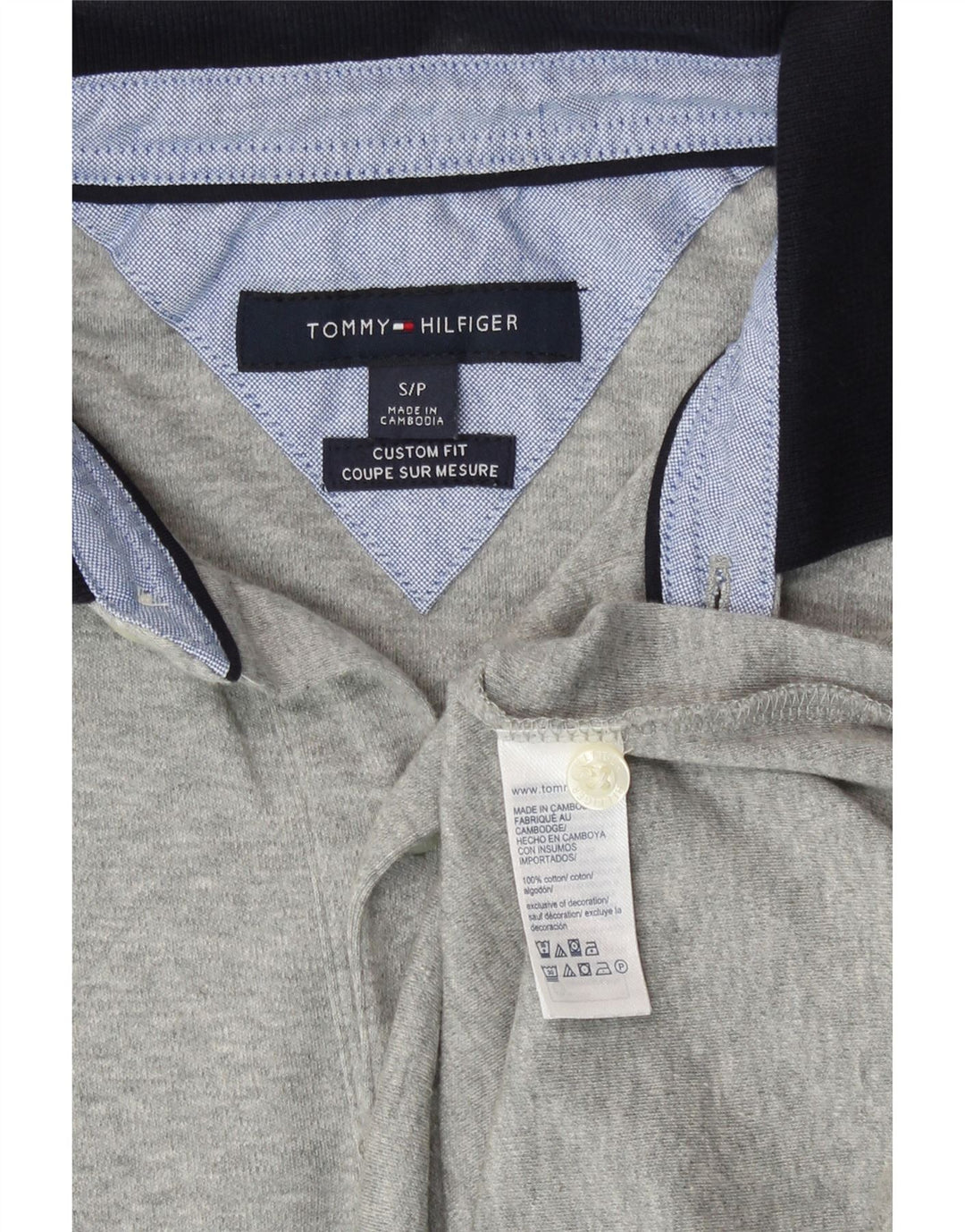 Polo da uomo Custom Fit Tommy Hilfiger piccola in cotone grigio