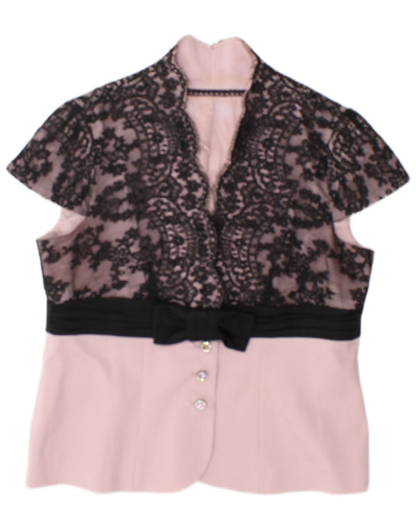 Vintage Womens Blouse Top UK 14 Medium Pink Floral