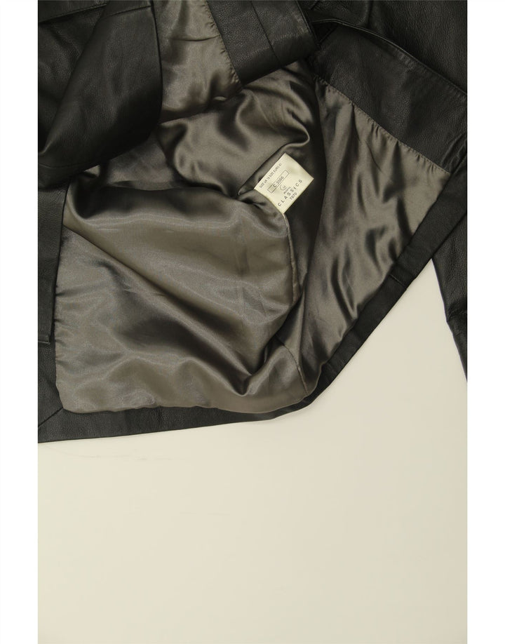 CLASSICS Womens Leather Coat UK 16 Large Black Leather Vintage Classics and Second-Hand Classics from Messina Hembry 