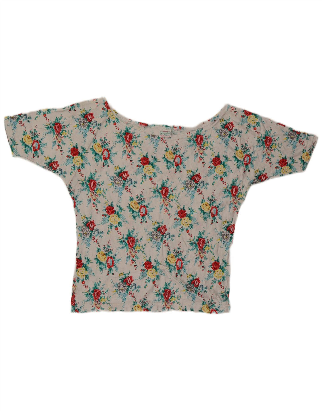 T-shirt da donna Benetton Top UK 10 piccolo cotone floreale bianco