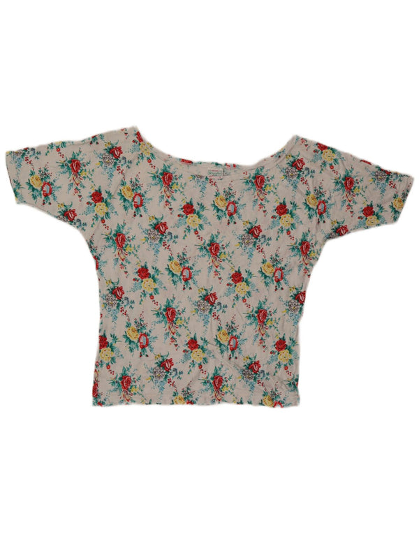 T-shirt da donna Benetton Top UK 10 piccolo cotone floreale bianco