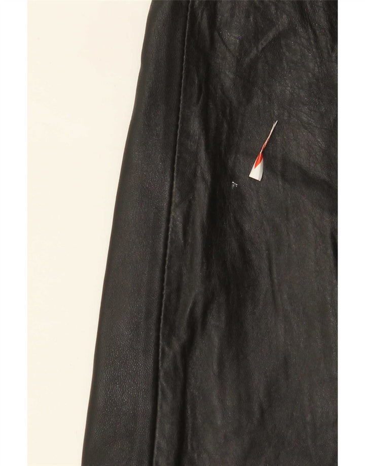 Gonna in pelle vintage da donna W28 media nera