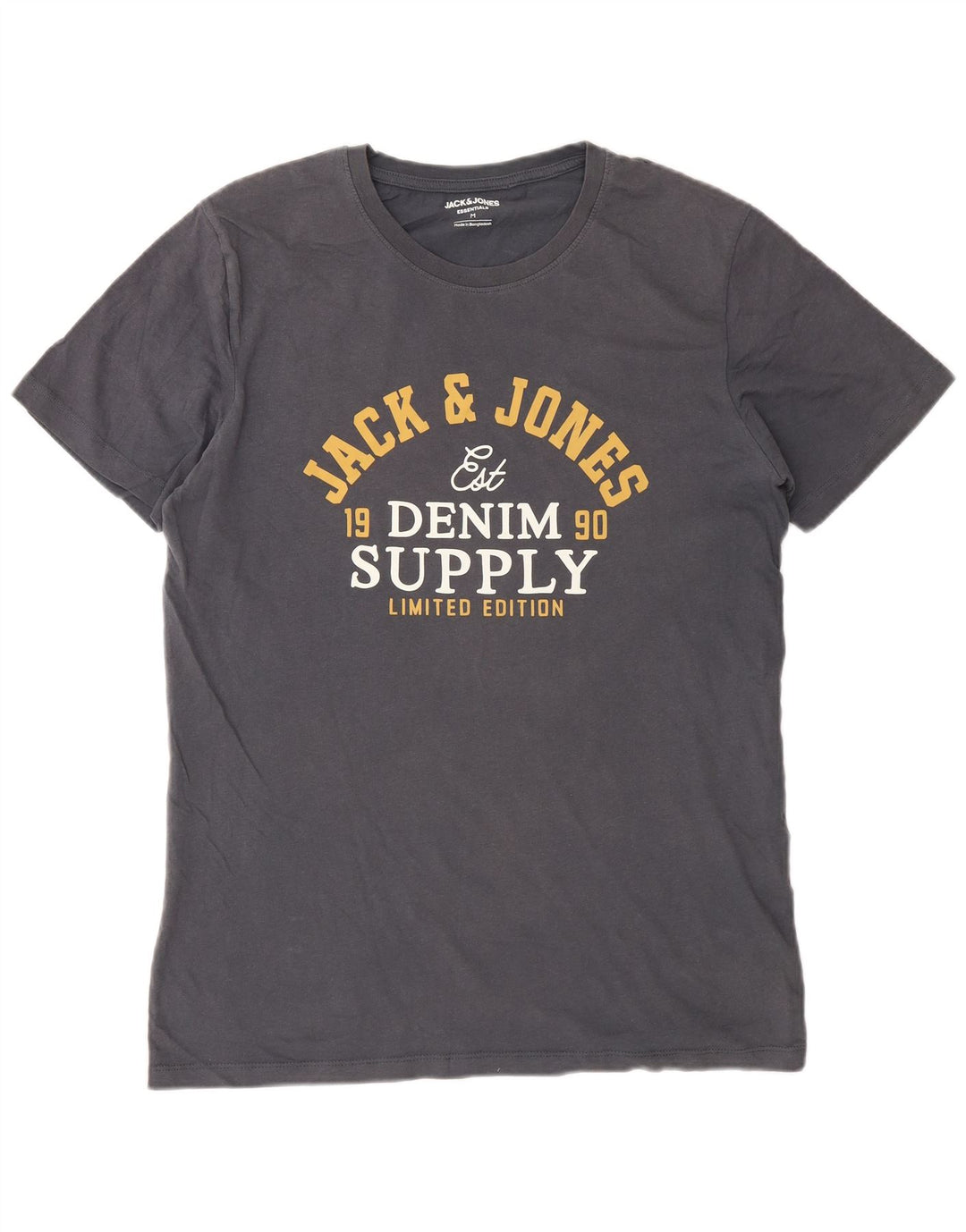 T-shirt grafica da uomo Jack & Jones Top in cotone grigio medio