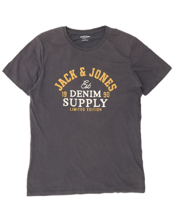 T-shirt grafica da uomo Jack & Jones Top in cotone grigio medio