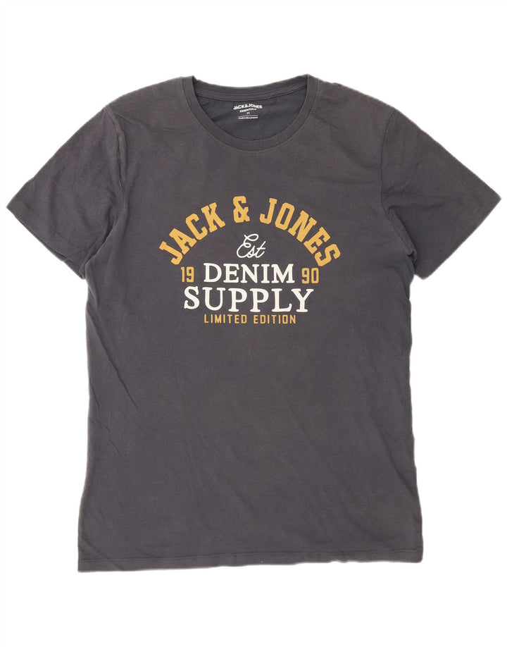 T-shirt grafica da uomo Jack & Jones Top in cotone grigio medio