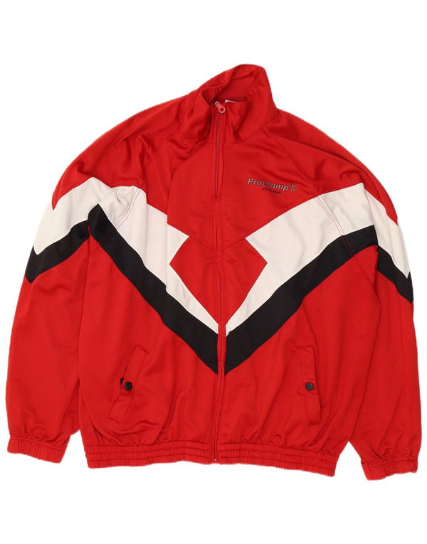 C&A Mens Loose Fit Tracksuit Top Jacket Large Red Colourblock Polyester
