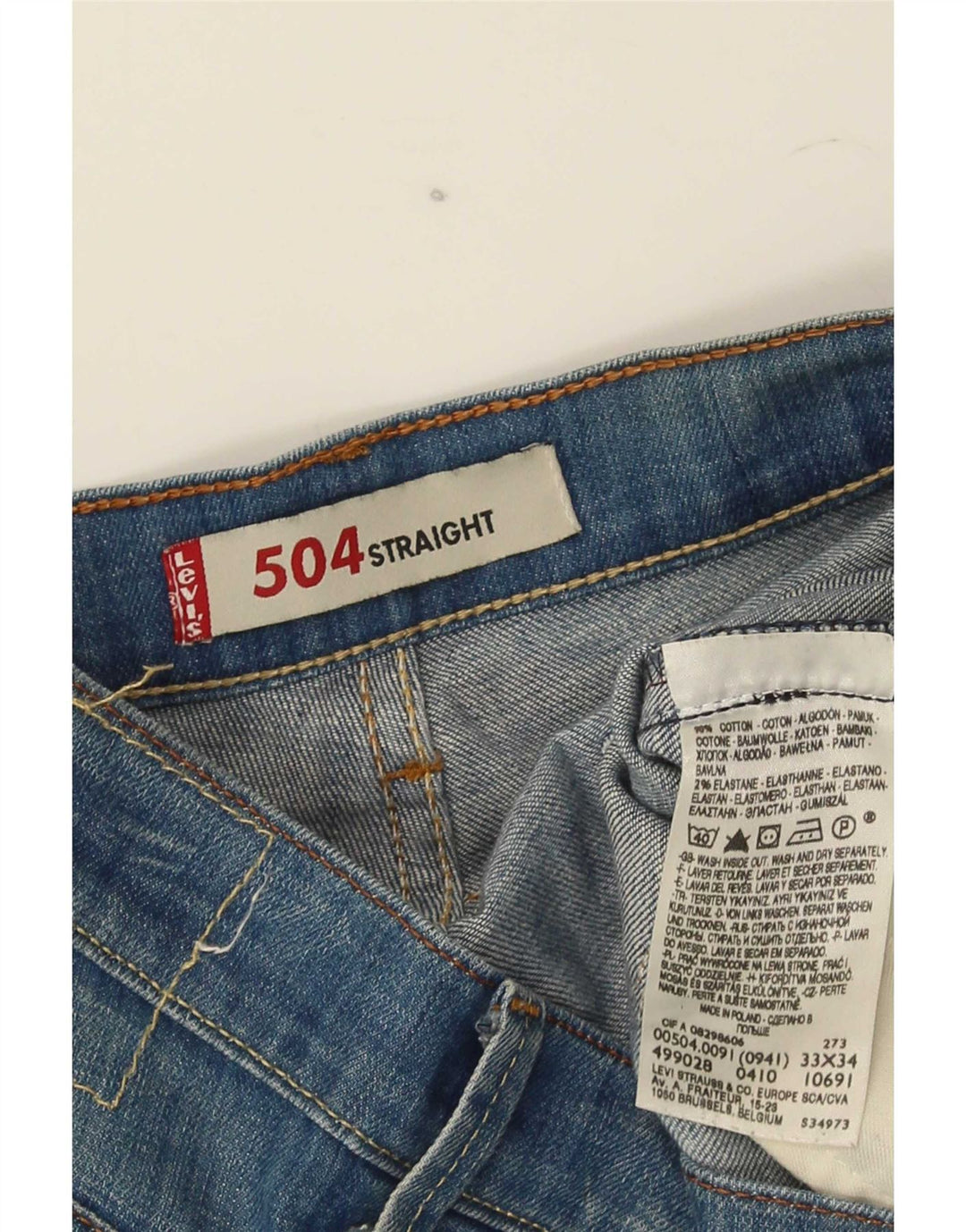 Jeans dritti da uomo Levi's 504 W33 L34 cotone blu