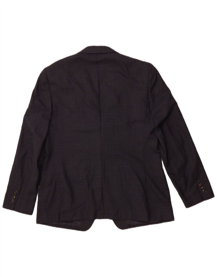 Giacca blazer da uomo a 1 bottone Reiss UK 42 XL lana a quadri blu navy