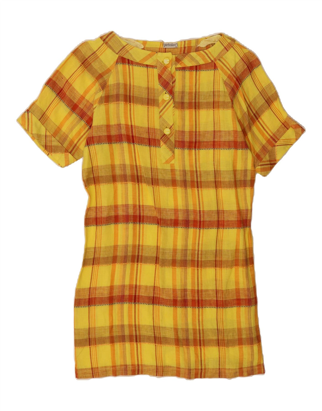 VINTAGE Womens Shift Dress UK 16 Large Yellow Check Vintage Vintage and Second-Hand Vintage from Messina Hembry 