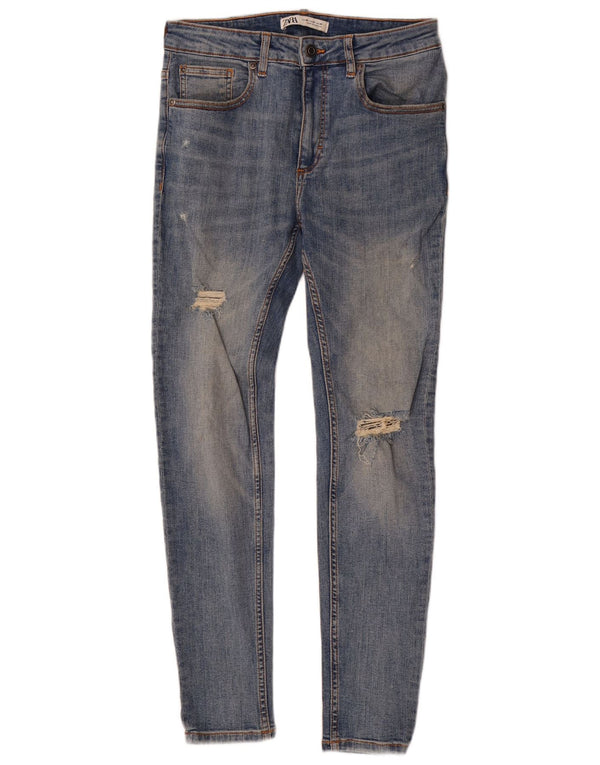 Jeans skinny effetto invecchiato da uomo Zara EU 40 medio W31 L29 cotone blu