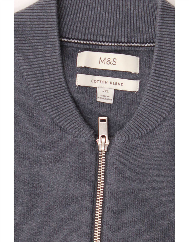 Maglione cardigan da uomo Marks & Spencer 2XL poliestere a righe blu