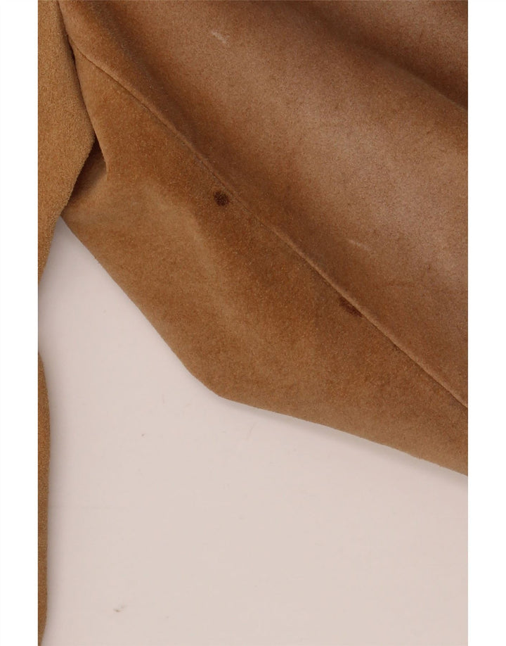 Giacca in pelle scamosciata da donna Barone UK 10 piccola in pelle beige