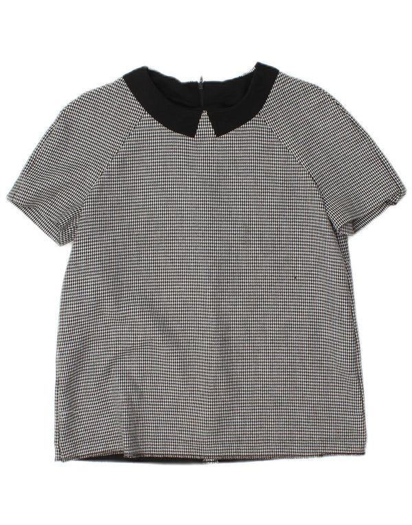 Camicia a maniche corte da donna Zara UK 12 Pied de poule grigio medio