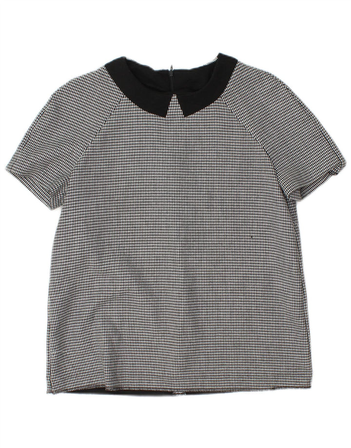 Camicia a maniche corte da donna Zara UK 12 Pied de poule grigio medio