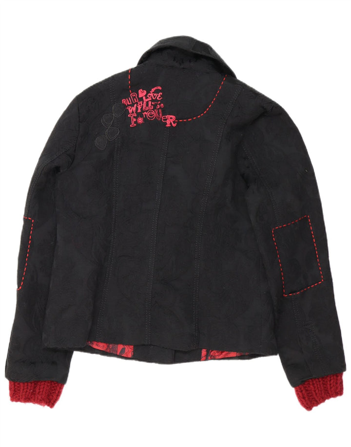 Giacca blazer da donna con grafica a 3 bottoni Desigual EU 46 XL nera floreale