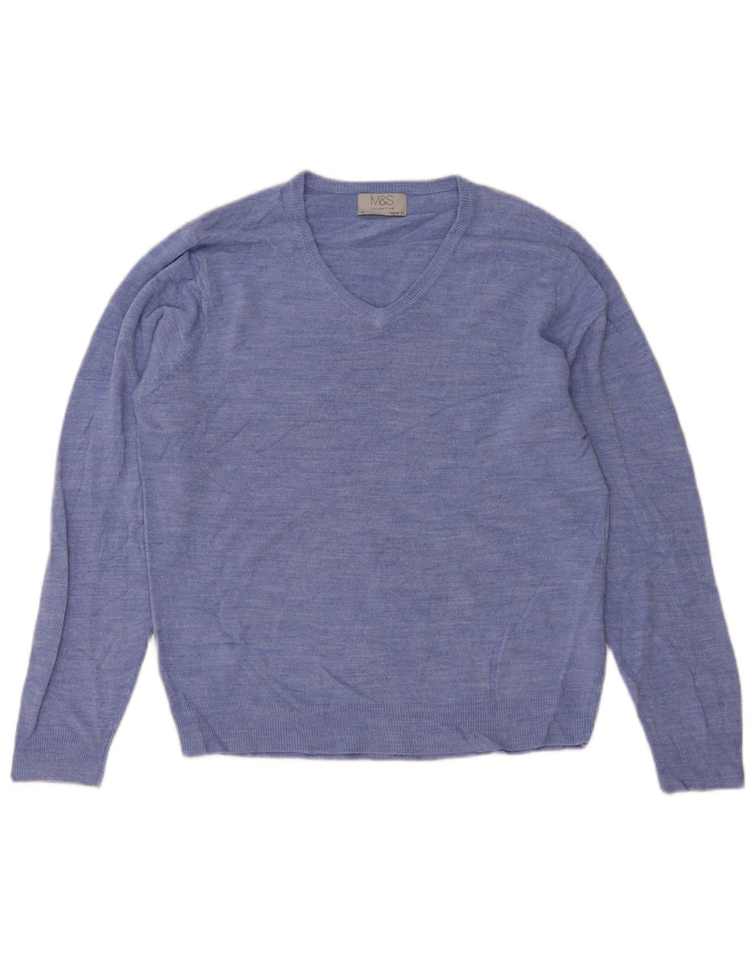 Maglione da uomo Marks & Spencer vestibilità regolare con scollo a V, acrilico blu medio