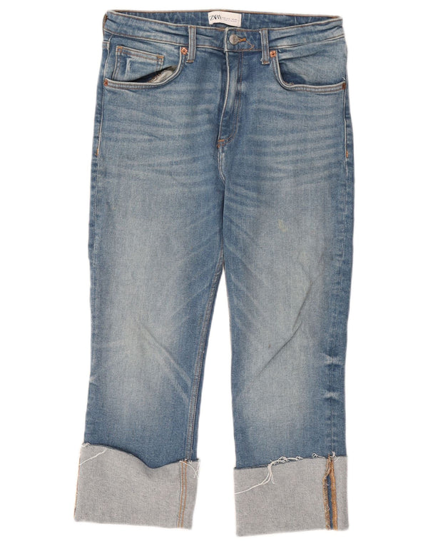 Zara Jeans Capri da donna EU 38 Small W28 L22 Blu