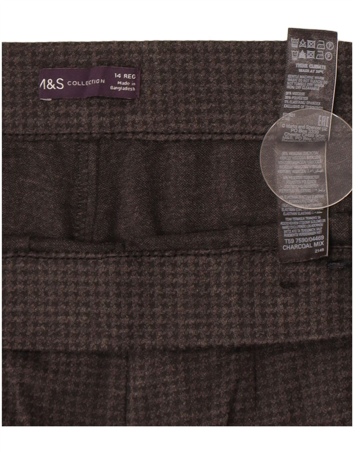 Pantaloni da donna Marks & Spencer UK 14 Large W32 L28 Pied de poule grigio