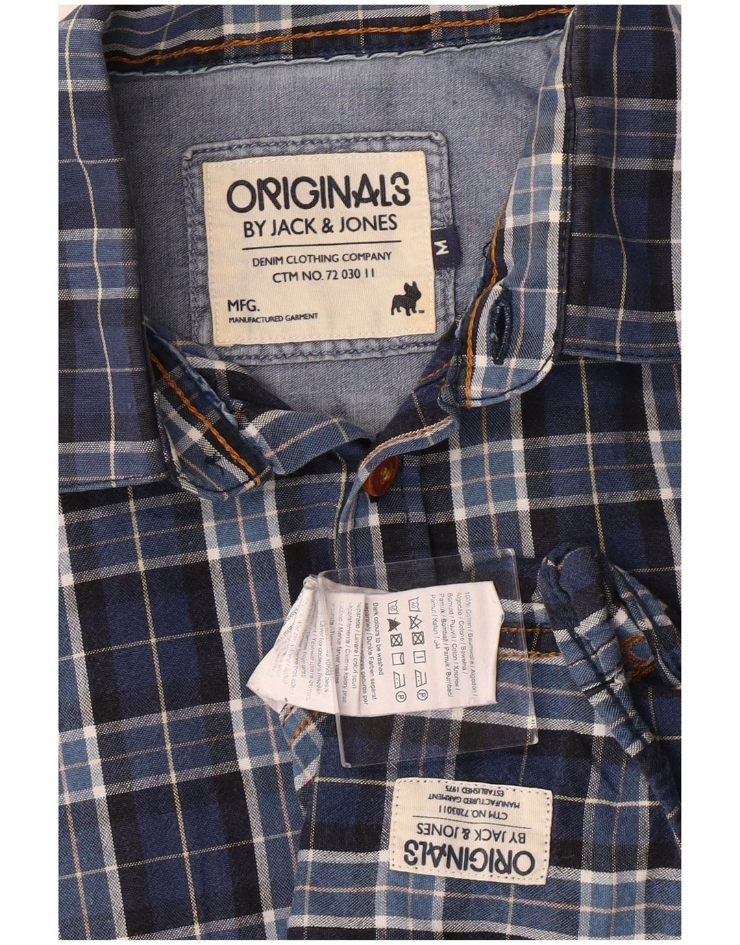 Camicia a quadri da uomo Jack & Jones in cotone a quadri blu medio