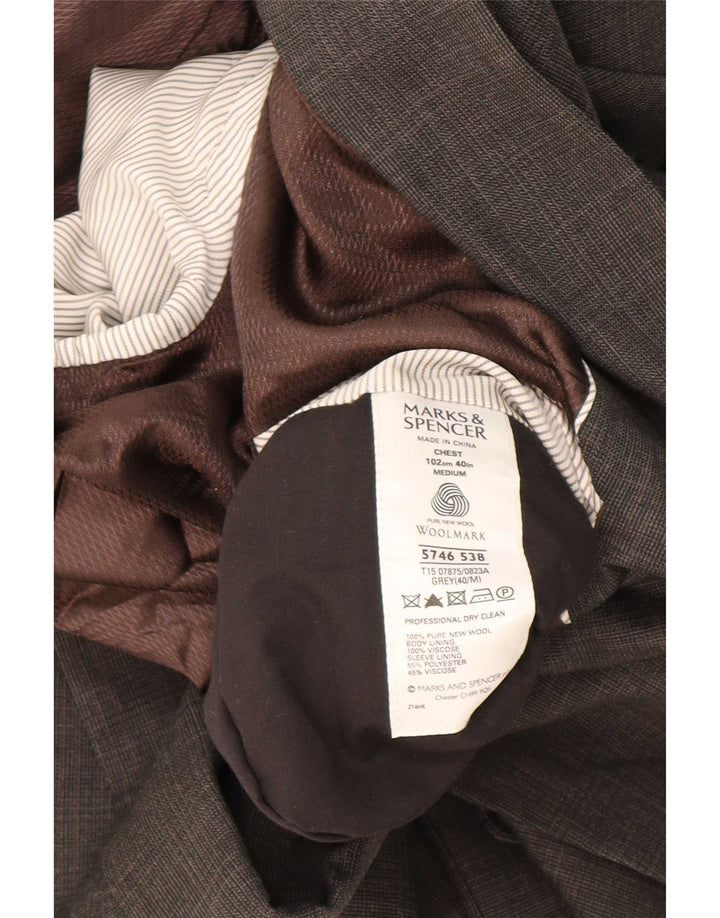 Giacca blazer a 2 bottoni da uomo Marks & Spencer UK 40 Lana vergine grigio medio