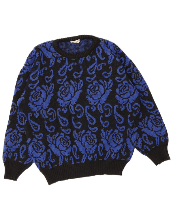 Maglione da donna oversize con scollo a barca S.Oliver UK 10 piccolo floreale nero