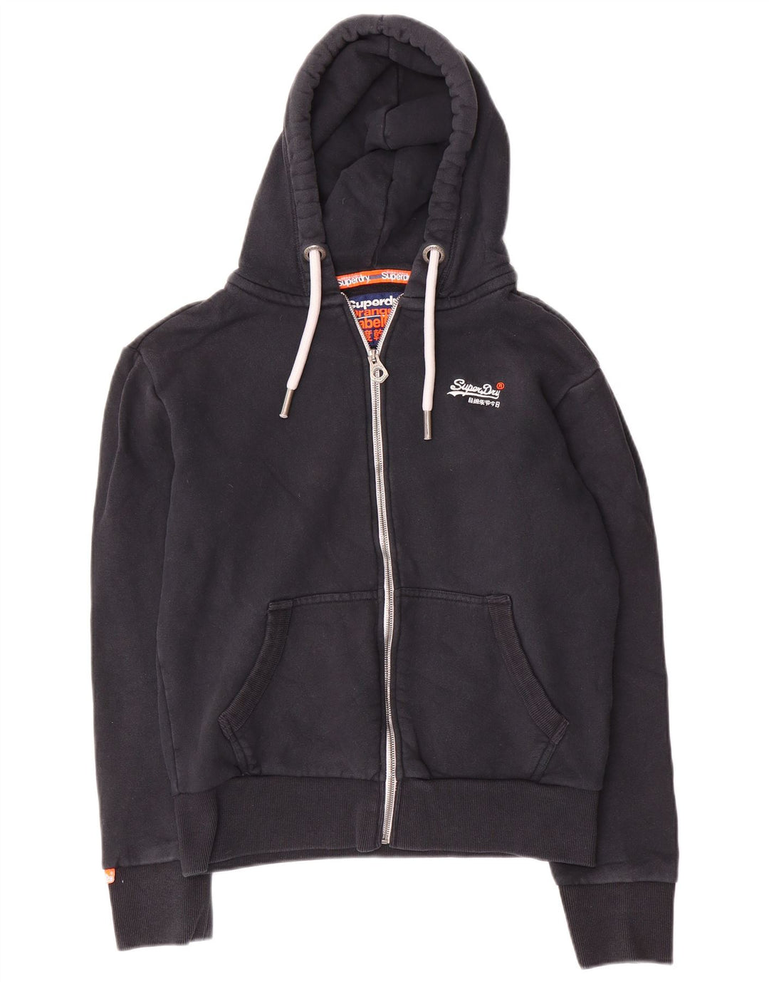 Maglione con cappuccio e zip da uomo Superdry in cotone blu navy medio