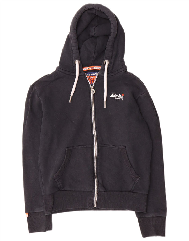 Maglione con cappuccio e zip da uomo Superdry in cotone blu navy medio