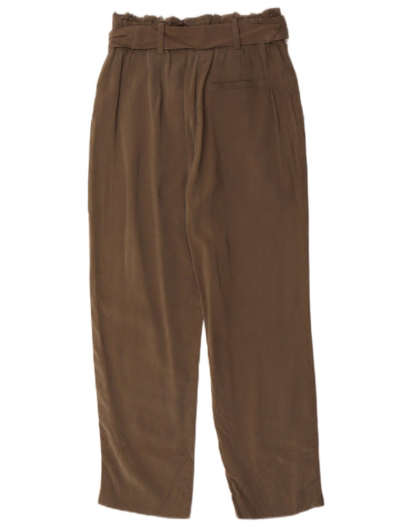 Pantaloni corti con pegging a vita alta da donna Zara XS W24 L25 viscosa kaki