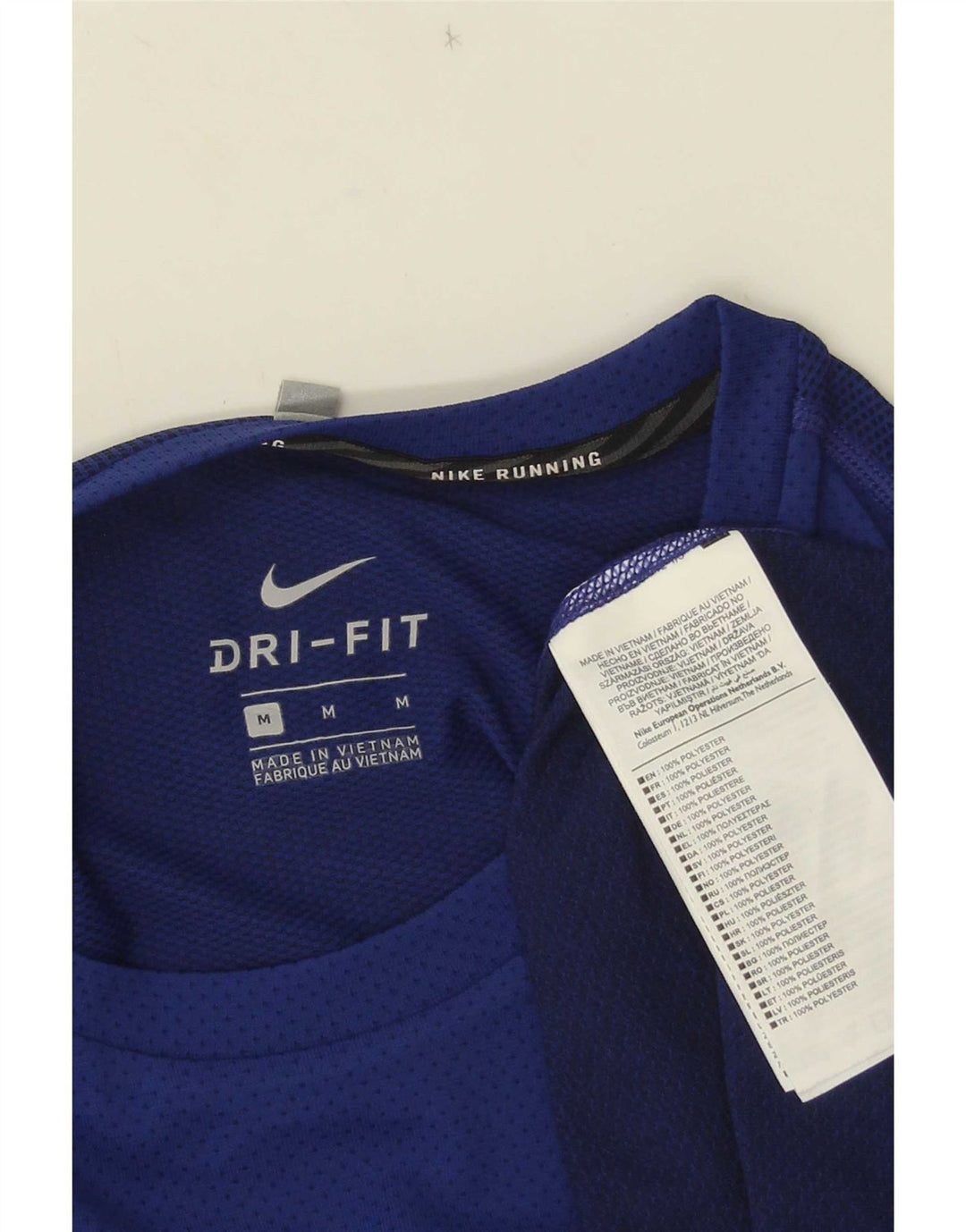 T-shirt grafica Nike Dri Fit da uomo, top in poliestere blu medio