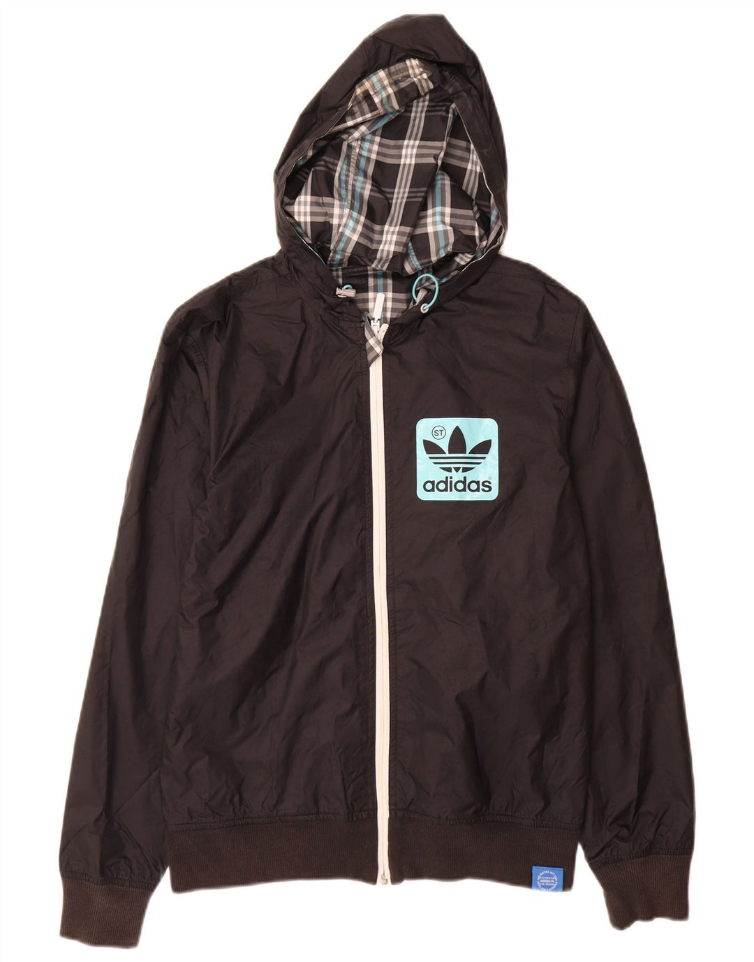 Giacca da uomo con cappuccio grafico Adidas XS in poliestere nero