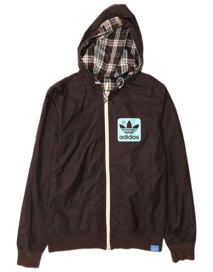 Giacca da uomo con cappuccio grafico Adidas XS in poliestere nero