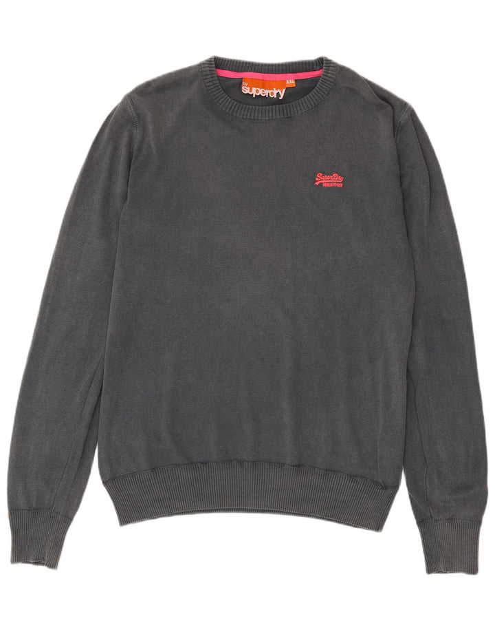 Maglione maglione girocollo da uomo SUPERDRY 2XL cotone grigio