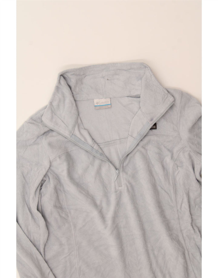 COLUMBIA Womens Zip Neck Fleece Jumper UK 14 Medium Grey Polyester Vintage Columbia and Second-Hand Columbia from Messina Hembry 