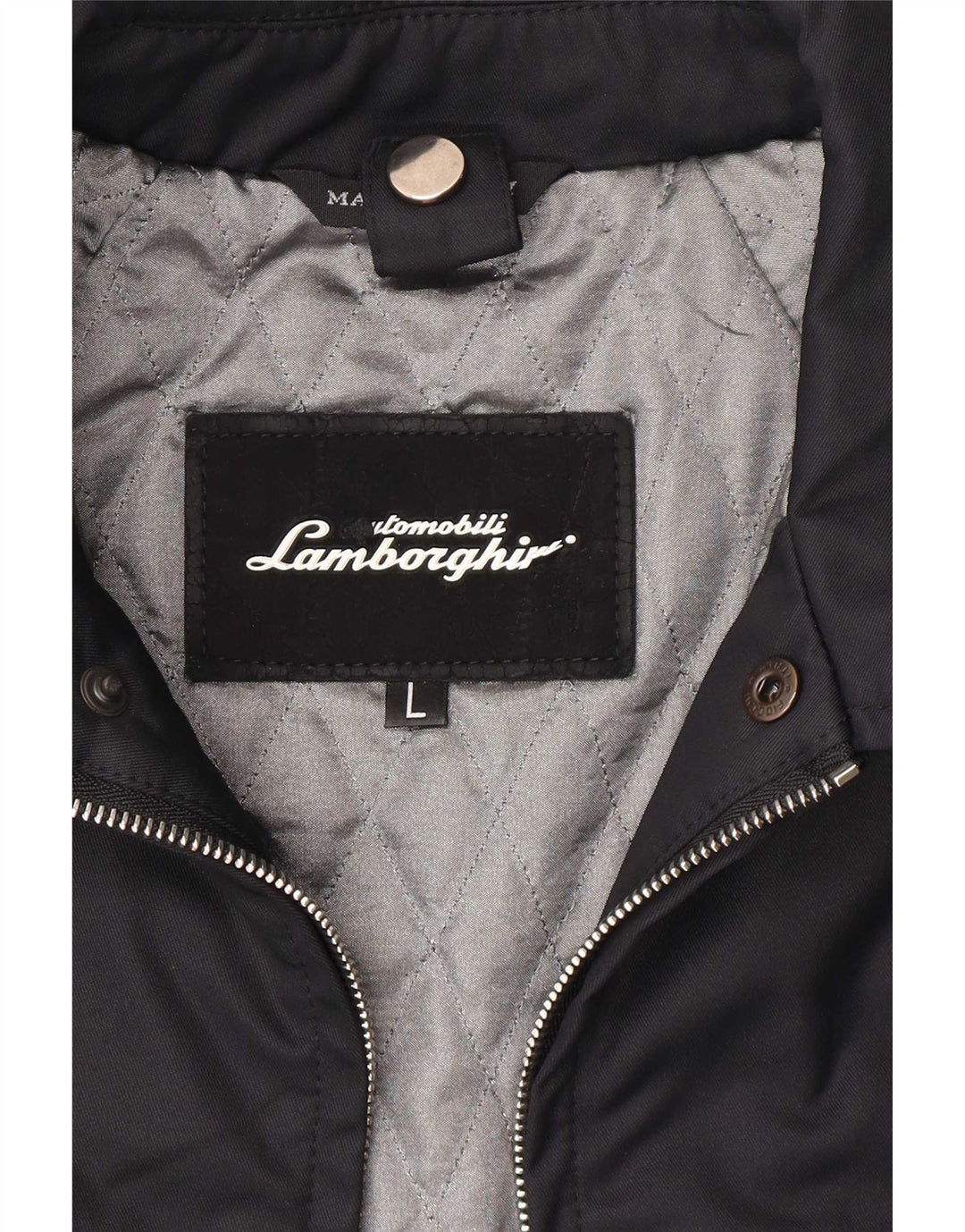 Giacca imbottita grafica da uomo Lamborghini UK 40 Large nera in poliammide