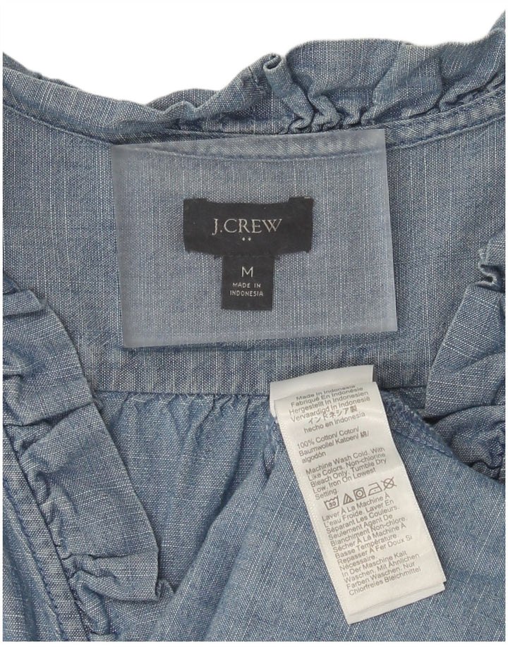 J. Crew Camicia da donna a maniche corte con volant sul davanti UK 14 Blu medio