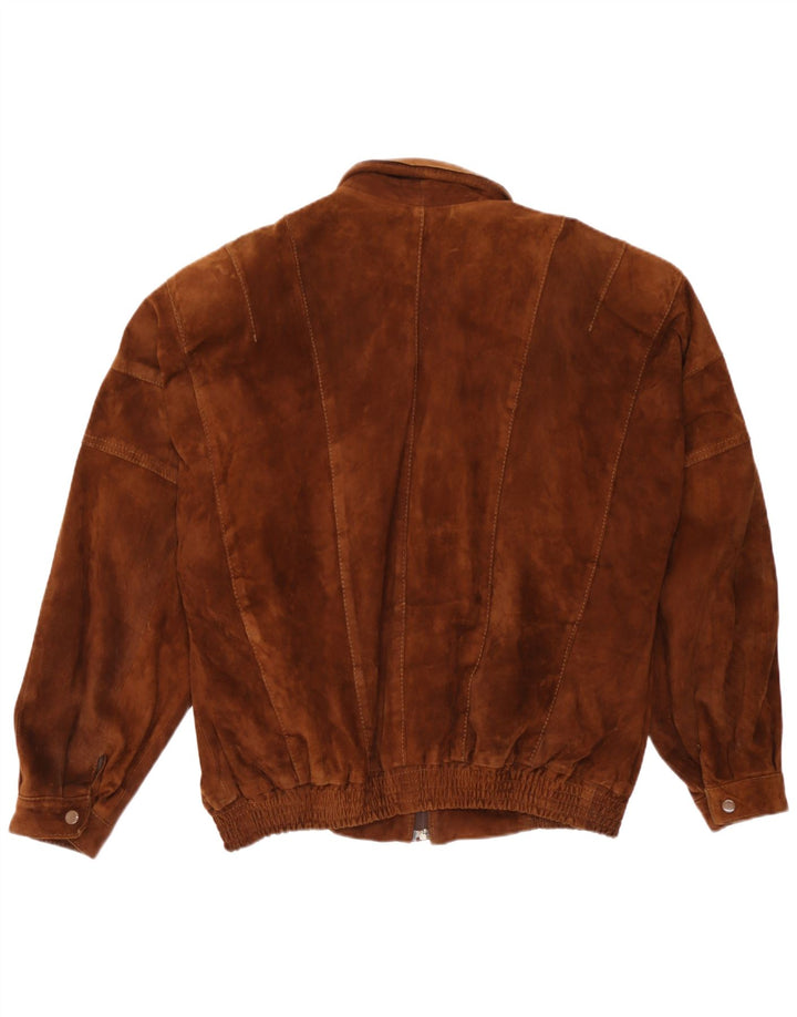 Giacca bomber scamosciata da uomo vintage UK 44 2XL in pelle marrone