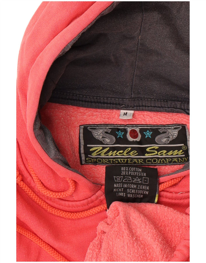 Maglione con cappuccio e zip grafica da uomo di Zio Sam in cotone rosso medio