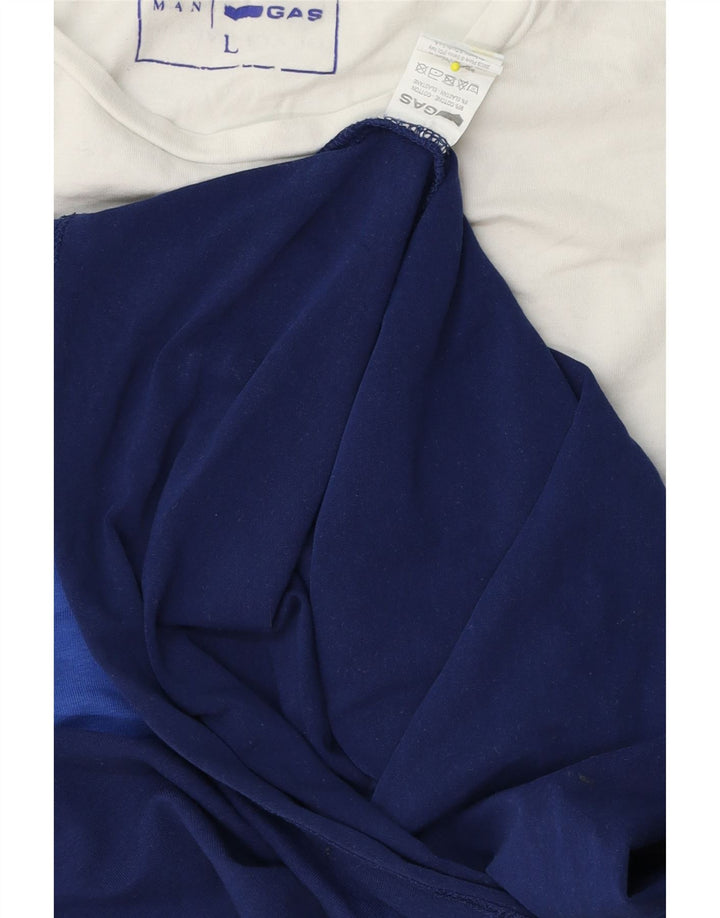 T-shirt da uomo Gas Top Large in cotone color block blu