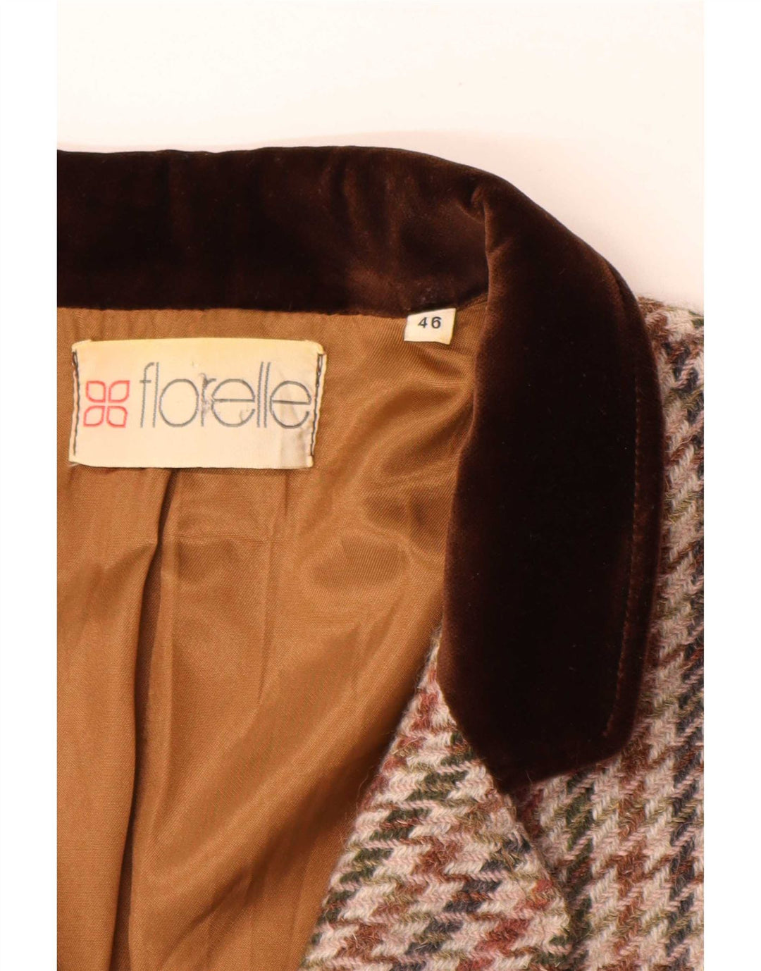 Giacca blazer vintage da donna a 5 bottoni IT 46 grande pied de poule multicolore