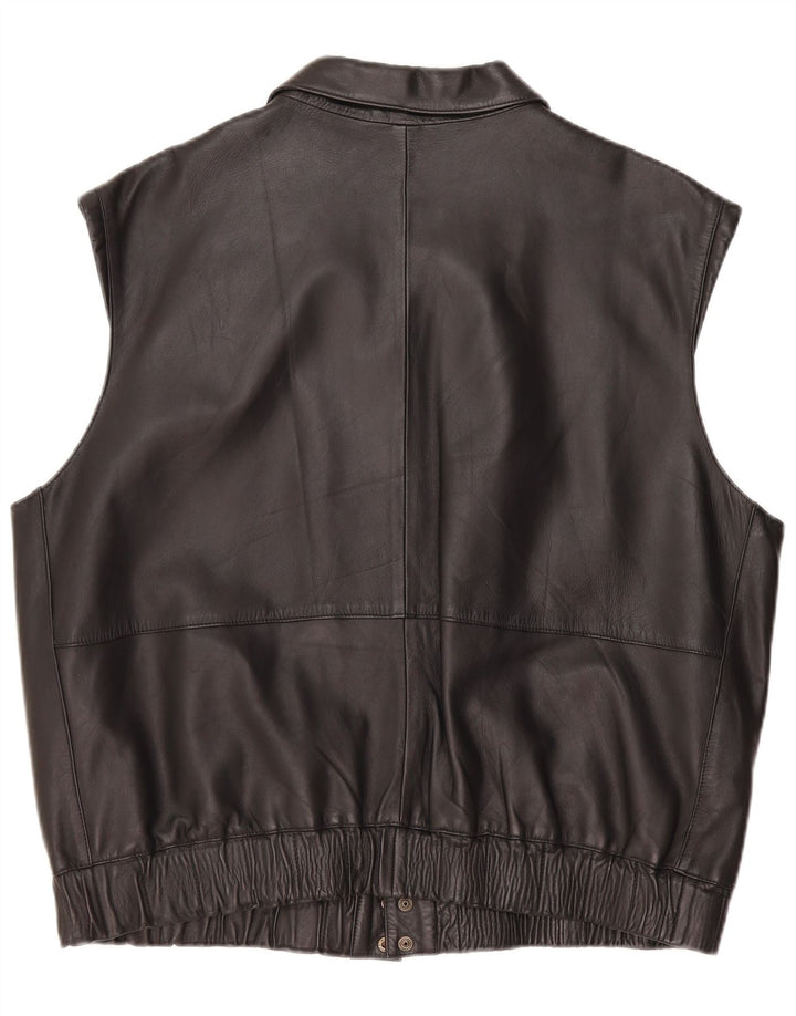 Gilet in pelle da uomo vintage IT 58 3XL Pelle nera