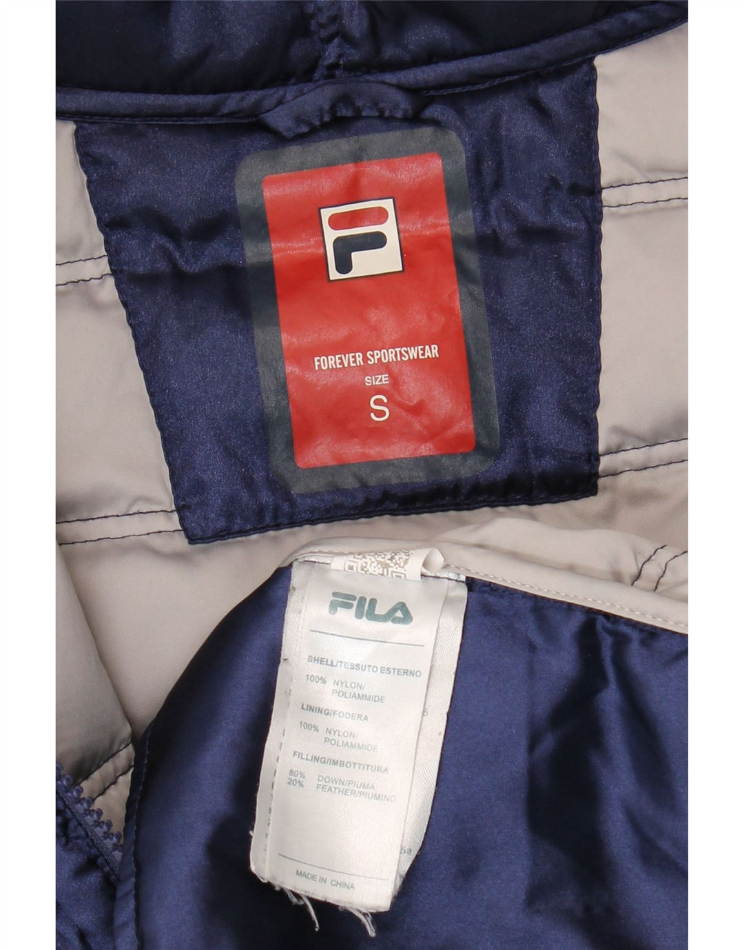 Giacca imbottita con cappuccio da donna Fila UK 10 Small nylon blu navy