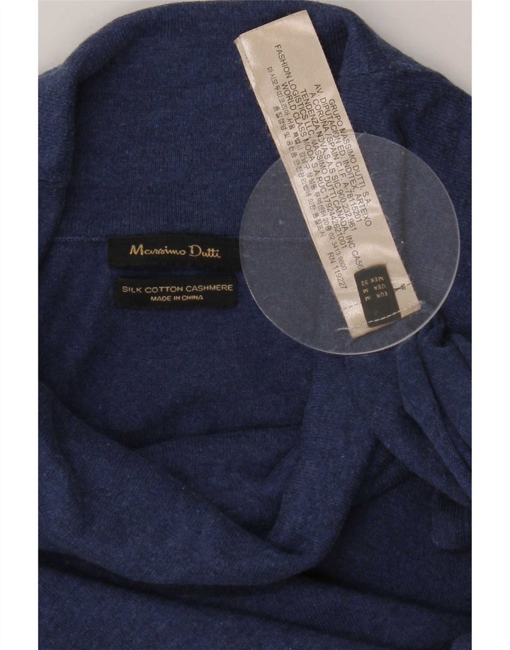 Maglione maglione da donna a collo alto Massimo Dutti UK 12 Seta blu medio