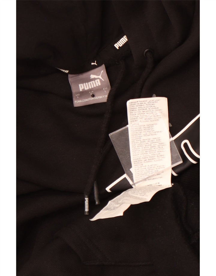 PUMA Felpa con cappuccio grafica da uomo grande in cotone nero