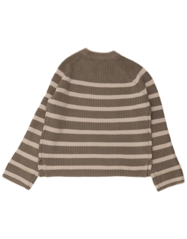 Maglione maglione girocollo da donna Marks & Spencer UK 10 piccolo grigio a righe