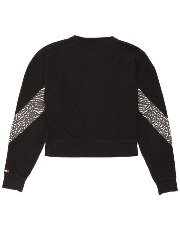 Felpa da donna Tommy Hilfiger Jumper UK 14 Medium Black Animal Print