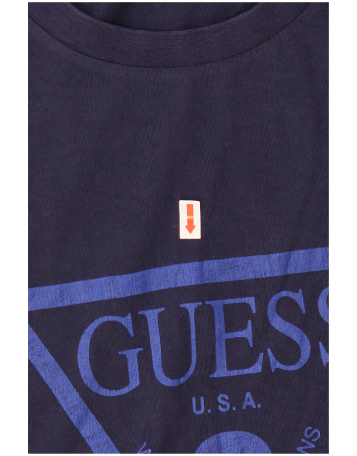 T-shirt grafica da uomo GUESS Top Large in cotone blu navy