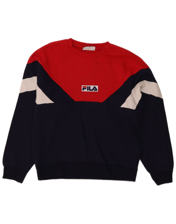 Fila Felpa grafica da uomo Maglione XL Blu navy in cotone color block