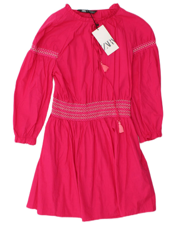 Abito impero a maniche lunghe da donna Zara UK 14 grande cotone rosa