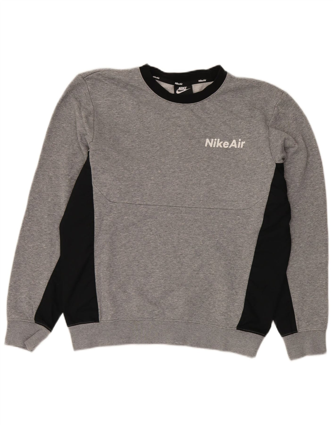 Felpa Nike da uomo maglione piccolo grigio color block in poliestere